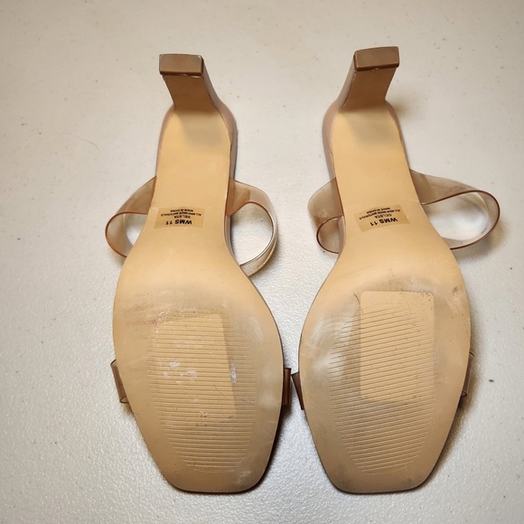 New DV by Dolce Vita Women's Selsta High Heel Slide Sandals Nude Clear Straps - Picture 5 of 7